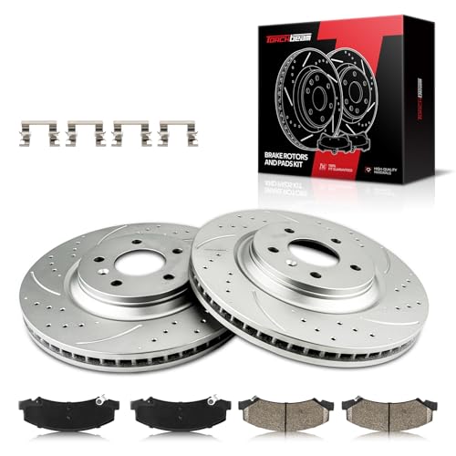 Torchbeam Brake Rotors and Pads Kit Fit Chevrolet, Cadillac, Buick, Impala, DTS, Lucerne, Impala Limited, LaCrosse, 12.72in Rotors, 55124+D1159 Brake Kit, Front Brakes and Rotors