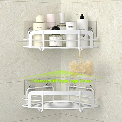 Steugo 2-Pack Corner Shower With 4 Hooks Adhesive, Bathroom Shower Rack Rust Resistant Sus304 Stainless Steel For Dorm Bathroom Kitchen Storage (White) #TOP3