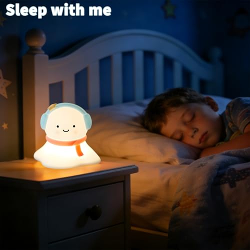 Image of Snow Baby Silicone Night Light - Rechargeable, Adjustable Brightness and Timer Function, Suitable for Children's Rooms and Bedrooms, Great Gift for Festivals