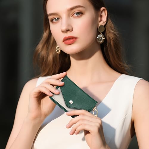 Cute Everyday Card Holder for Women & Girls with Belt Loop,Slim Wallet with Metal Clasp for Transit Cards,ID,Gym Access,Organizer Gifts for Girls(Green)2