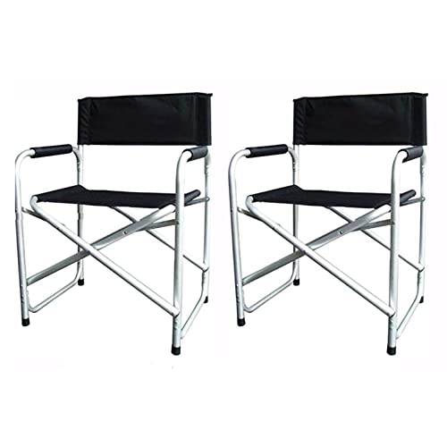 Hyfive® Sillas Plegables de Aluminio Negro con Apoyabrazos Acolchados, Silla de Camping y Jardín, Pack de 2 Sillas