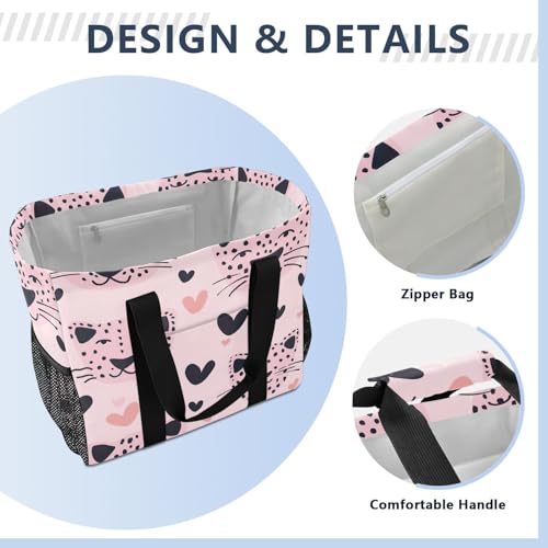 Nander Cute Leopard Print Foldable Tote Bag Waterproof Sandproof Women Beach Bag Handbag Gym Bag Travel Shopping Bag3