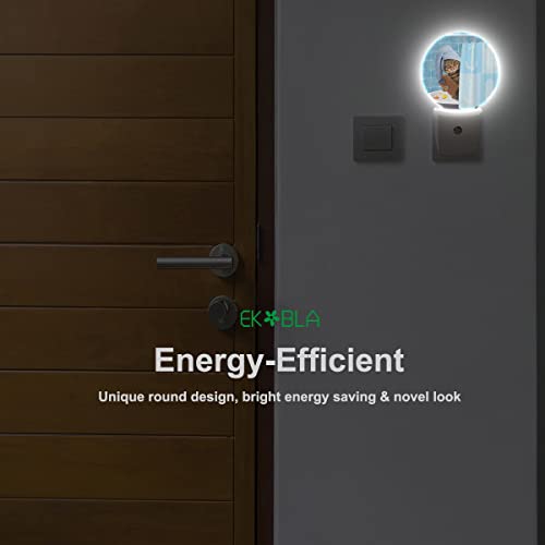 Image of EKOBLA Funny Cat Night Light, Cat with Shower Cap in Tub Night Lights Plug Into Wall with Dusk to Dawn Sensor