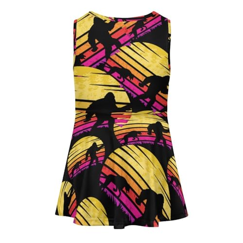 Bigfoot Cheetah Sunset Vintage Fashion Girls Dress Tank Top Everyday Summer Dresses Sleeveless Holiday Skirt4