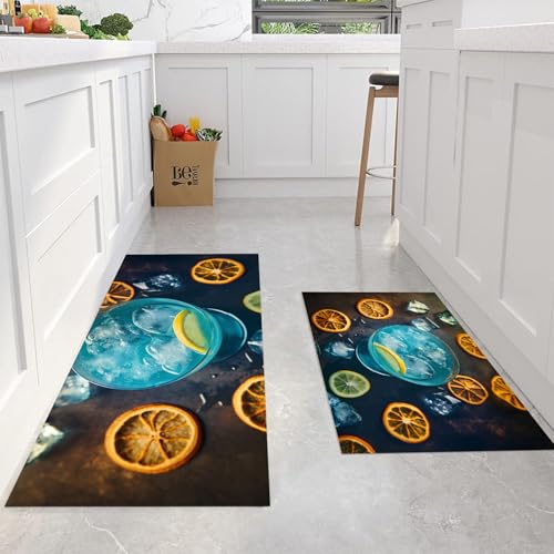 Alfombras de cocina lavables y antifatiga, juego de 2 alfombras acolchadas para el suelo 4