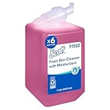 Scott Professional Foam Hand Soap with Moisturizers (91552), 1.0 L, Foaming, Pink, Floral Scent, Manual Refills (6 Bottles)