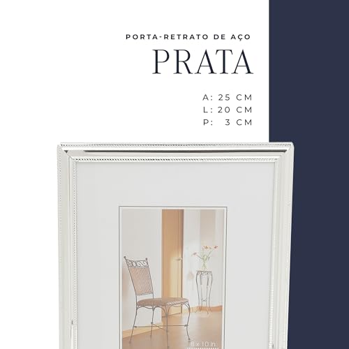 Porta-Retrato de Aço Prata 20cm x 25cm - Wolff