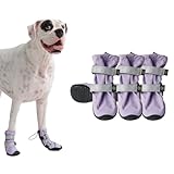 Spark Paws Dog Shoes, Waterproof Dog Boots for Medium to Large Dogs, Non Slip, Breathable Dog Booties and Paw Protectors - 4PCS Doggie Hiking Boots with Reflective Straps - Lilac, Size 6