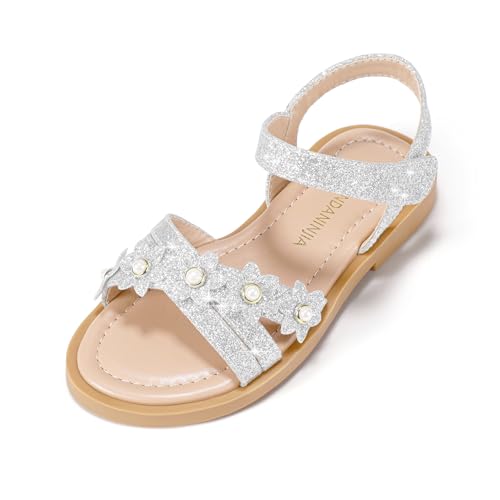 Image of PANDNAINJIA Girls Sandals Open Toe Toddler Kids Dress Summer Shoes | Open Toe Girl Sandals, Hook and Loop, Comfortable Insole, Classic Style, Flower Girl Wedding Party Daily Shoes