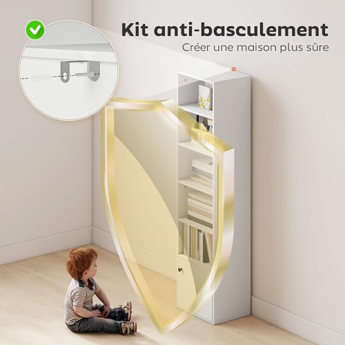 Bibliothèque 6 Niveaux 156 cm avec Placard HOMCOM