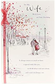 Wife Birthday Card, Birthday Card from Husband to Wife, Birthday Card for Her with Sentimental Verse, Illustrated Birthday Card with Ribbon