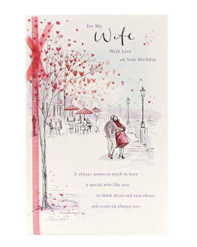 Sentimental Birthday Card for Her with Ribbon - Husband to Wife