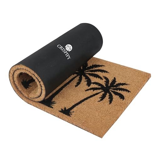 Image of CRISPIFY Natural Coco Coir Main Door Mat for Entrance - 120x40 cm, Welcome Mat for Door Entrance with Unique Palm Tree Design, Durable Doormats for Main Door Entrance Decor