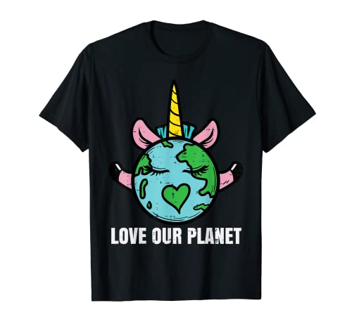 Love Our Planet Unicorn Earth Day Cute Girls Kids Toddler T-Shirt