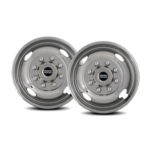 PACIFIC DUALIES43-2608 17" Polished Stainless Steel Wheel Simulator Front Tag Axle Kit for 2005-2014 Ford F350 Truck RV Motorhome