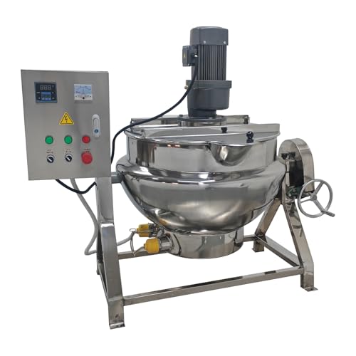 Banfluxion Electric Pot Stirrer 100L 26.5Gallon Automatic Sauce Stirrer Mixer Heavy Duty Stainless Steel Heating Mixing Machine Tilting Commercial Stirring Jacketed Kettle, 220V, 1.1KW