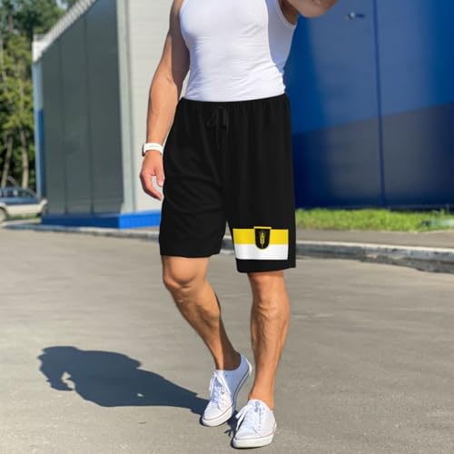 Flag Of Volga Germans Pajama Shorts for Men, Men's Pajama Bottoms, Sleepwear for Summer4