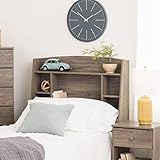 Prepac Astrid Simplistic Twin Headboard with 4 Compartments, Functional Bookcase Headboard for Twin Size Beds 8.75' D x 40.5' W x 48.5' H, Drifted Gray, DHFT-0401-1