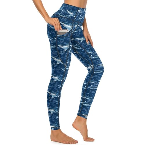 Legging bleu marine requin corail idéal pour le yoga