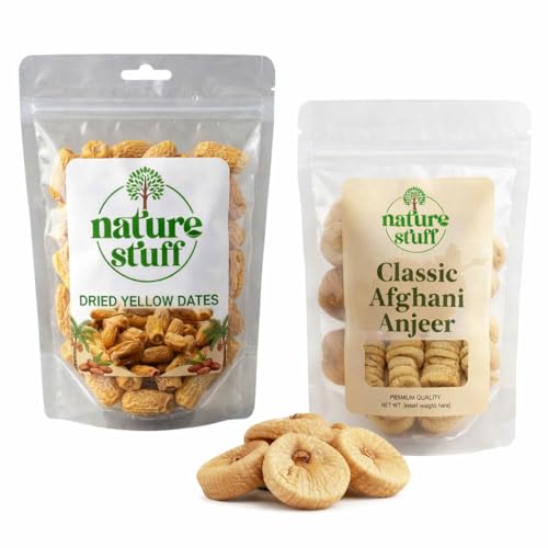 Image of Nature Stuff 900gm Each Combo Natural Yellow Dry Dates and Classic Afghani Anjeer Fresh Dry Fruits for Healthy Snacking and Cooking Use