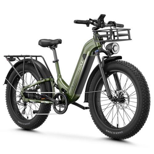 Aipas M1 pro Electric Bike, 1800W Peak Motor Electric Bike for Adults, 26'' x 4.0'' Fat Tire Ebike, 48V 17.5Ah Electric Mountain Bike, 36MPH Electric Bicycle, 85 Miles, 7 Speed 110NM with Front Basket