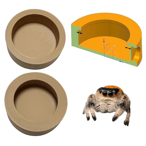 2 Pcs Anti- Escape Jumping Spider Food Bowl with Magnet Water Feeder Bowls Mini Reptile Feeder for Jumping Spider, Gecko etc, Round