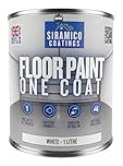 SIRAMICO COATINGS One Coat Anti-Slip Floor Paint | 1 Litres | 5 Modern Colours I Waterbased, Quick Drying Formula | White, Black, Greys (White, 1 Liter)