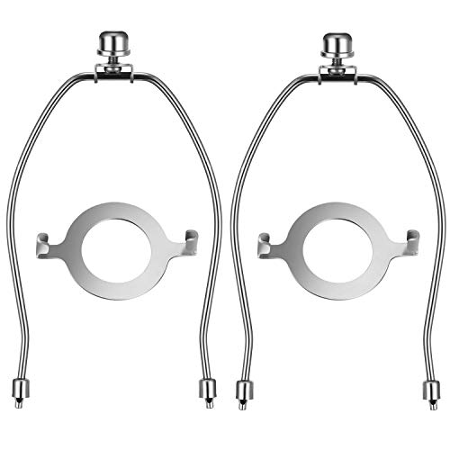 Canomo 2 Set Nickel Lamp Shade Holder Lamp Harp And E26 Socket Base Uno Fitter Adapter Converter With Finial Set For Table And Floor Lamps, 8 Inch #TOP6