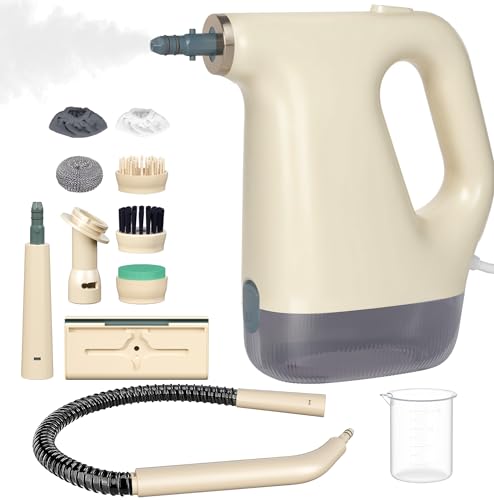 PKBD 1200W Handheld Steam Cleaner, 20s Fast Heating Hand Held Steam Cleaner with 450ml Visualization Tank, Steam Cleaners with 11-Piece Accessories, Steam Cleaner Handheld for Kitchen, Car, Window