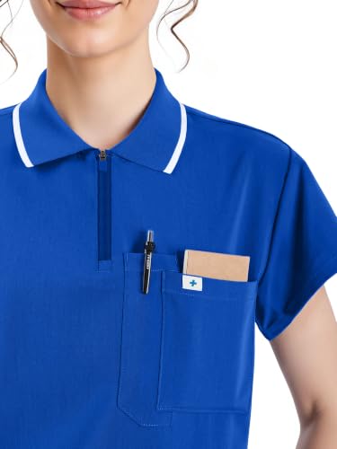 Image of Scrubs for Women, Short Length Zip Polo & Straight Pant 8 Pockets