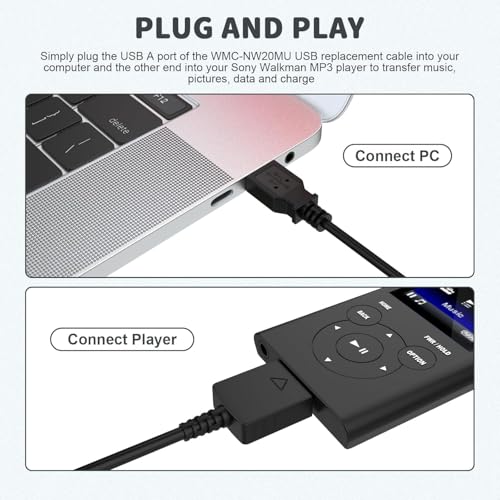 WMC-NW20MU USB Ladekabel Datumskabel Kompatibel mit Sony Walkman MP3 MP4 Music Player NWZ A, S, E, X, Z Serie, passend für NWZ-S615F, NWZ-S616F, NWZ-S618F, NW-A828, NW-A918, NW-A919 & mehr, 1,2 m