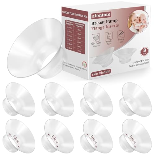 Image of 19mm Flange Inserts Compatible with Momcozy M5/M9/S12 Pro/V1 Pro Wearable Breast Pump, Softer Silicone Flange Insert Kit for 24mm Shield of Most Pumps, Same as Original Mom Cozy Replacement Pump Parts