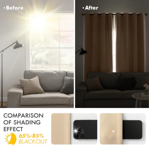 Image of MIULEE Beige Blackout Bedroom Curtains Drapes 95 Inch Long 52 inchx95 inch | Grommet Top, Room Darkening Window Drapes, Privacy Protection, Thermal Insulated, Heat Blocking, Light Blocking