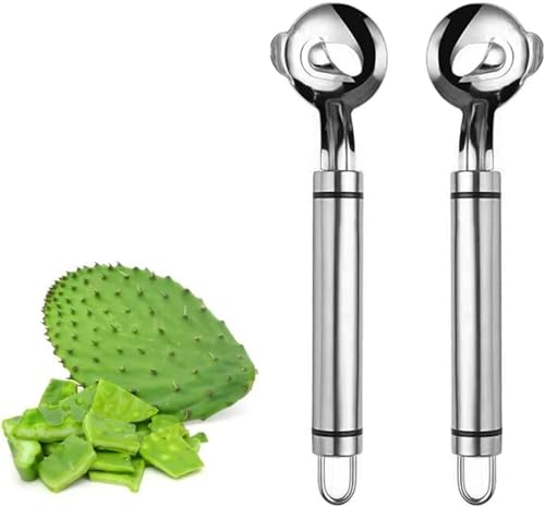 Cactus Peeler Tool, 2 Pack Stainless Steel Pelador de Nopales, Spoon Cactus Thorn Removal Tool, 7.48x1.89in Portable Tools for Kitchen Accessory