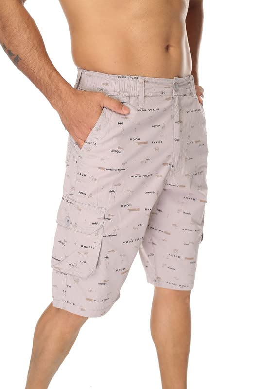 Image of Fix Waist Cargo Shorts, Fix Waist Shorts, Royal Wood Shorts, Writing Print Shorts, 6 Pocket Shorts, Printed Shorts, Game Print Shorts, Mix Color Shorts, Shorts For Men, Summer Short, Polo Shorts