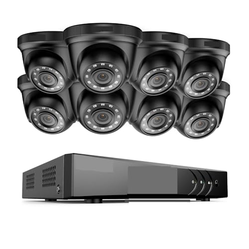 de seguridad de vídeo HD de 8 canales, 2MP, DVR de 5MP H.265 + con 4X 8X, cámaras de vigilancia domo resistentes a la intemperie IR inteligentes, kits de CCTV Para exteriores(None,8PCS Cameras)