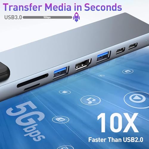 Image of NEXSA USB C Hub Multiport Adapter, 8-in-1 Docking Station with HDMI, Ethernet, USB 3.0, SD /TF Card Reader, Space Grey