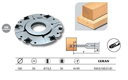 Leman - Porte-outils à rainer extensible 160x50x8/15,5 z4+V4 - 950.9.160.51.81