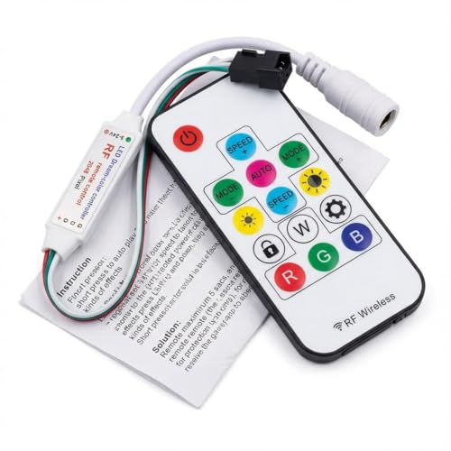 Image of Mini RF LED Dream Color Controller 14 Key Wireless Remote WS2812B WS2811 Addressable RGB Pixel LED Strip Gaming Room TV PC DIY Lighting 5V 12V 24V
