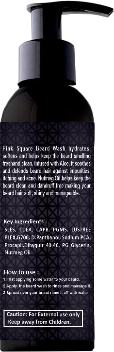 Pink Square Beard Wash with Nutmeg Oil | Deep Cleansing Formula | For Soft & Frizz-Free Beard 100ml Pack of 3 4