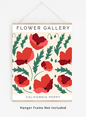 Westbrook Design Studio Flower Market Poppy Wall Art Prints - 11X14 Unframed Modern Abstract Floral Decor In Shades Of Red, Pink & Green On White. Flower Gallery No.20 #TOP2