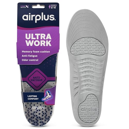 Airplus Ultra Work Memory Plus Shoe Insoles for Long Lasting Comfort, Womens, Size 5-11