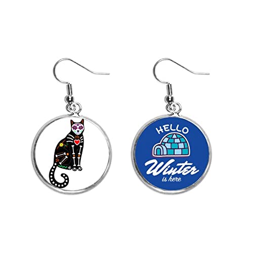 Pendientes de gato negro góticos y corazón de terror para Halloween