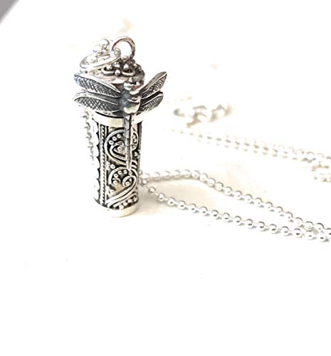 Urn Sterling Silver Dragonfly Cremation Locket Pendant Necklace For Ashes Or Hair In Memory Of Child Baby Or Loved One Rushed Shipping #TOP1