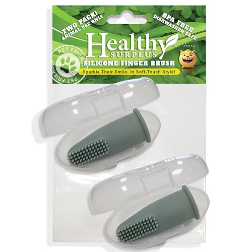 Healthy Surplus - Silicone Finger Brush Toothbrush - Dental Hygiene Toothbrush Solution for Dogs, Cats and Puppies - 1 Pack Containing 2 Dental Care Fingerbrushes for Pets