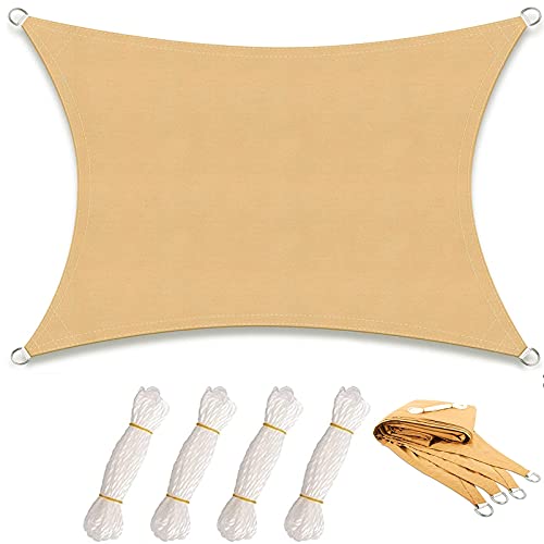 CHBIN Sun Shade Sail 6x6.5m Outdoor Sun Shade Sail Rectangle with Free Rope for Patios Yard Garden Outdoor FacilityAnd Activities, Yellow