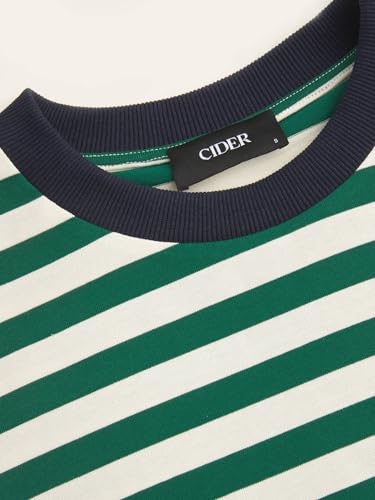 Image of CIDER Women Striped Tops Oversized Loose Crew Neck T-Shirts Short Sleeve Casual Summer Tee Shirts