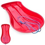Heavy Duty Snow Sledge - Durable Plastic Sled for Kids & Adults, Ideal for Family Bonding, Sleigh with Sturdy Rope & Built-in Foot Grooves - Snow Sledge Kids & Adult