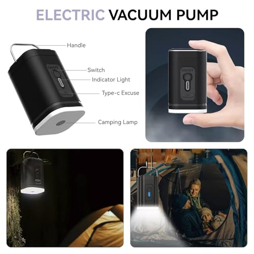 Image of Vacuum Travel Backpack 60L with Air Pump Vacuum Water Resistant Air Compression System Carry On Suitcase Luggage with Rain Cover Black