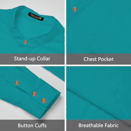 Image of Vida Loca Men Full Sleeve Solid Cotton Blend Straight Slim Fit Kurta Shirt for Men's.